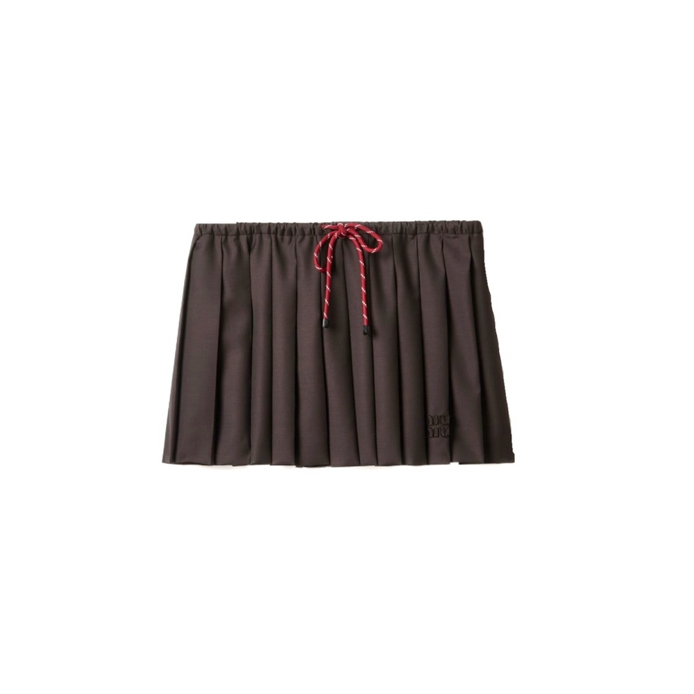 Miu Miu Brown Mini Skirt with Red Accent